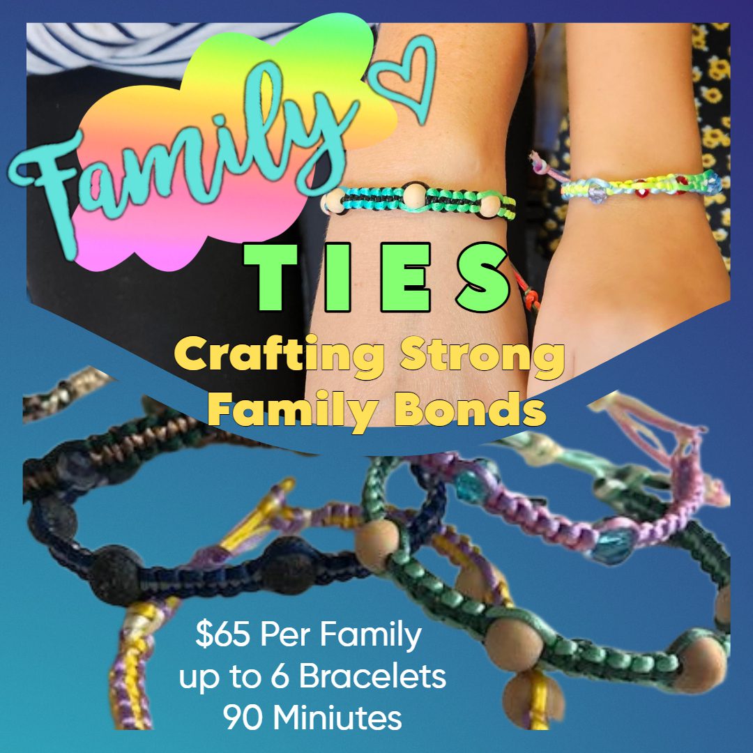 A bunch of bracelets that are on some kind of string