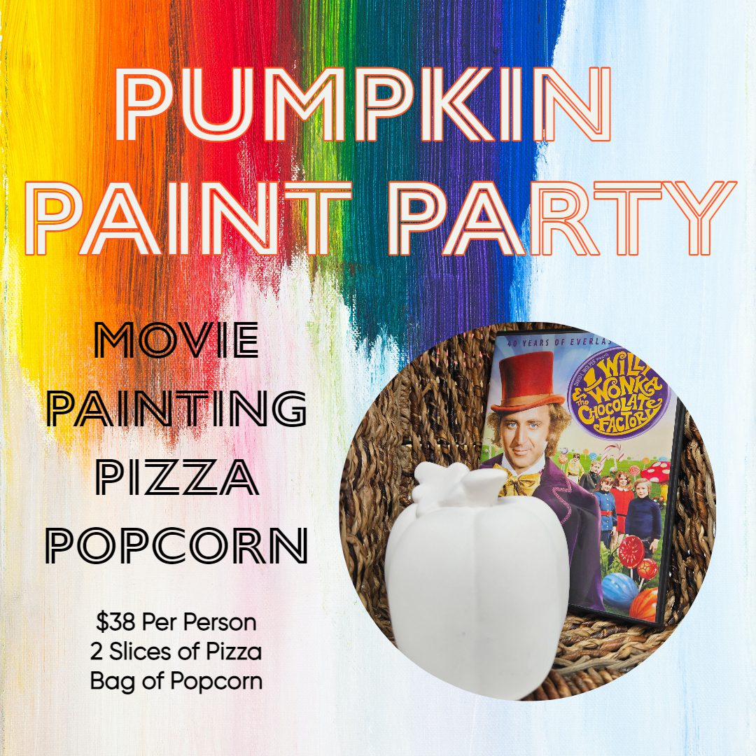 A poster for the pumpkin paint party.