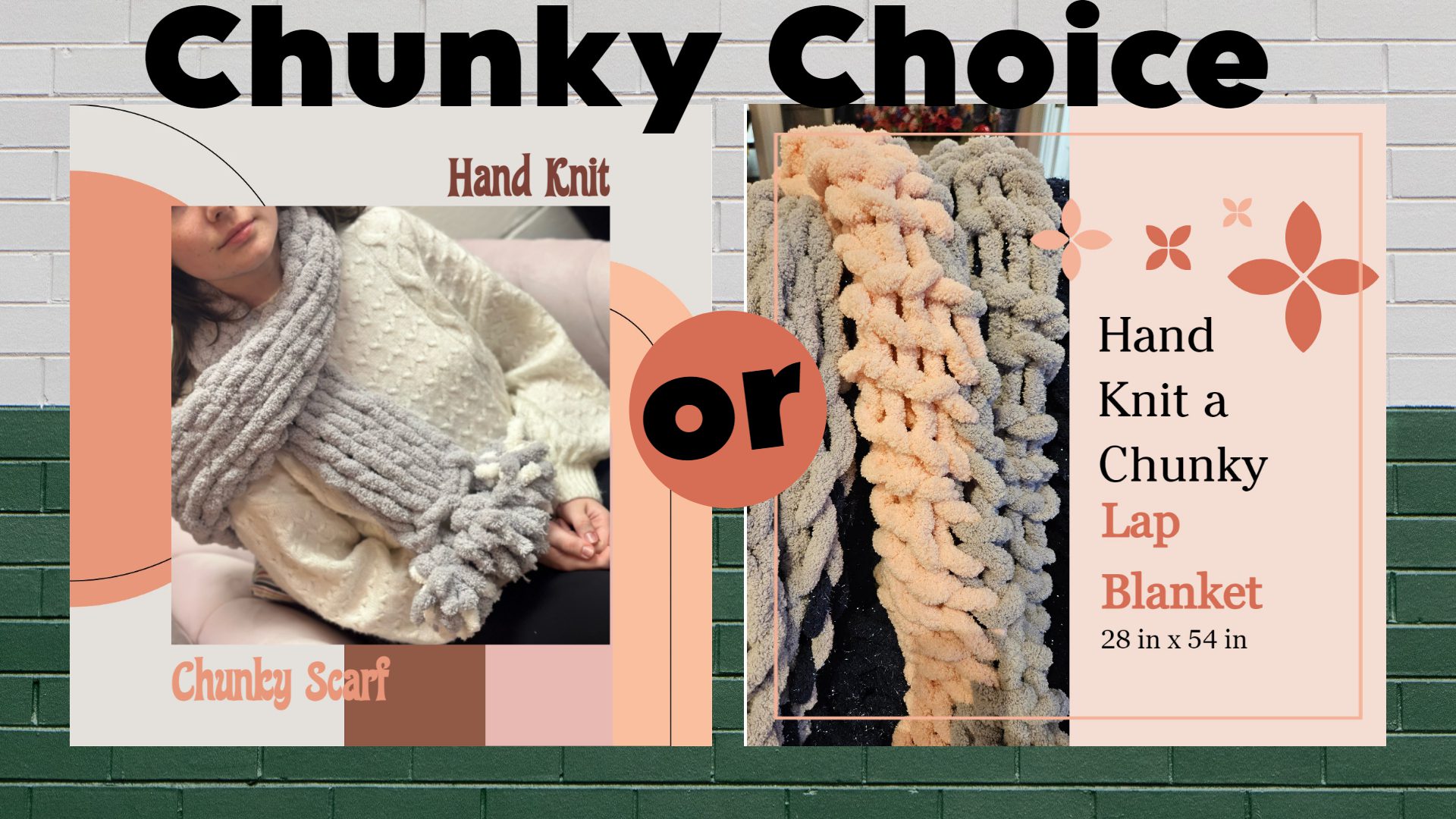 A close up of two different types of knitting