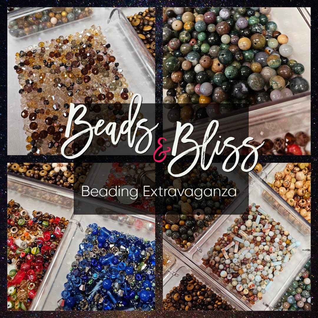 A collage of beads and bliss images.