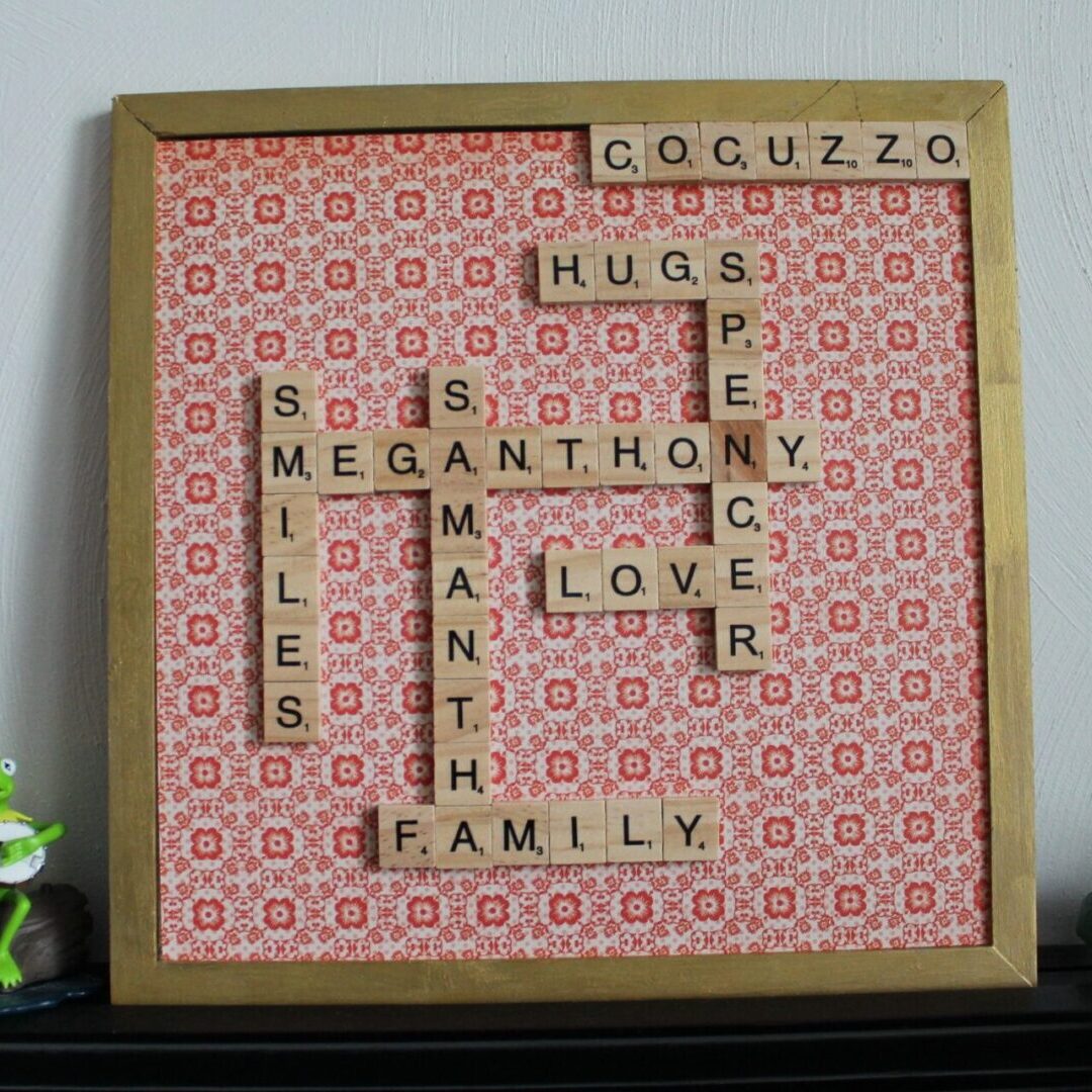 A scrabble tile picture with words written in it.